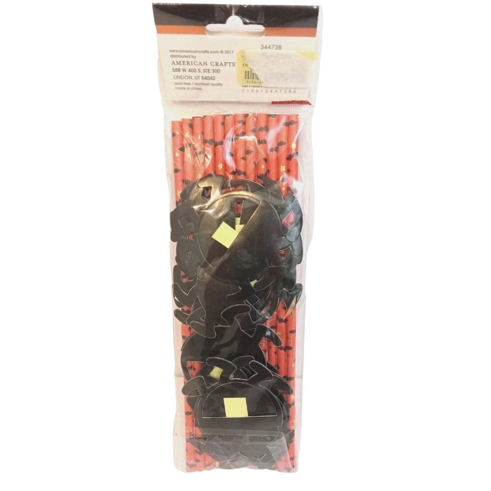 AC Gift Halloween 12 Paper Straws And Embellishments Makes 12 Embellished Straws - Picture 3 of 4